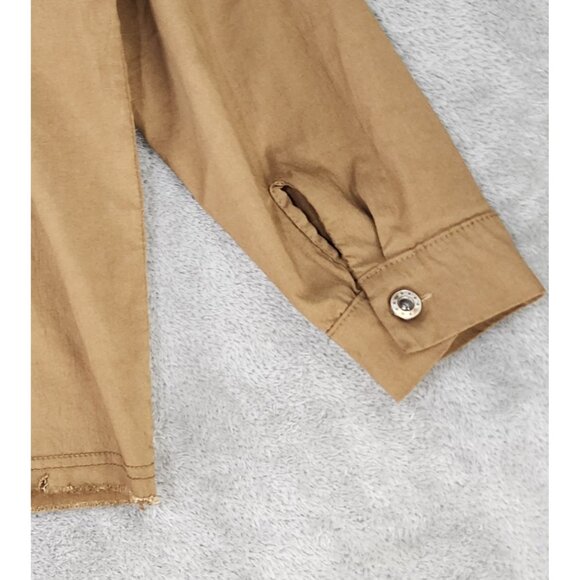 Made In Italy Jacket Womens Small Khaki Fringed Oversized Rock N Roll Shacket - Picture 9 of 11